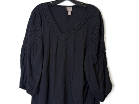 Top Short Sleeve By Chicos In Black, Size: 1x Online