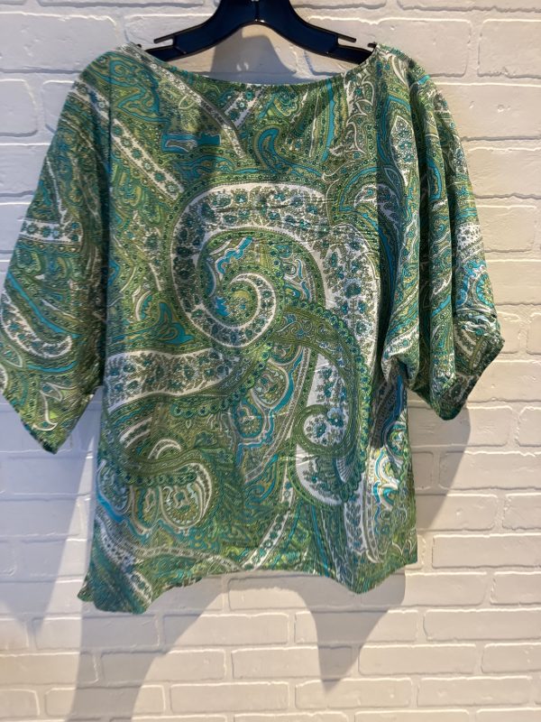 Top Short Sleeve By Talbots In Green & White, Size: M Online Hot Sale