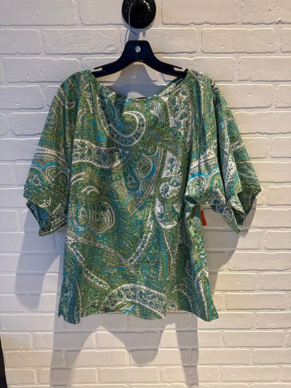 Top Short Sleeve By Talbots In Green & White, Size: M Online Hot Sale