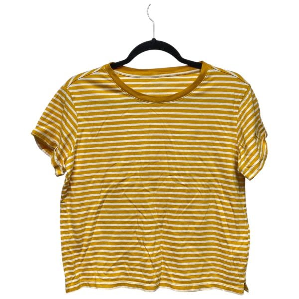 Top Short Sleeve By Free Assembly In White & Yellow, Size: S Sale