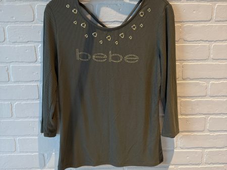 Top 3 4 Sleeve Basic By Bebe In Gold & Green, Size: L For Cheap