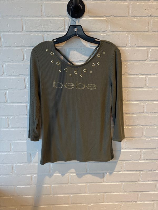 Top 3 4 Sleeve Basic By Bebe In Gold & Green, Size: L For Cheap