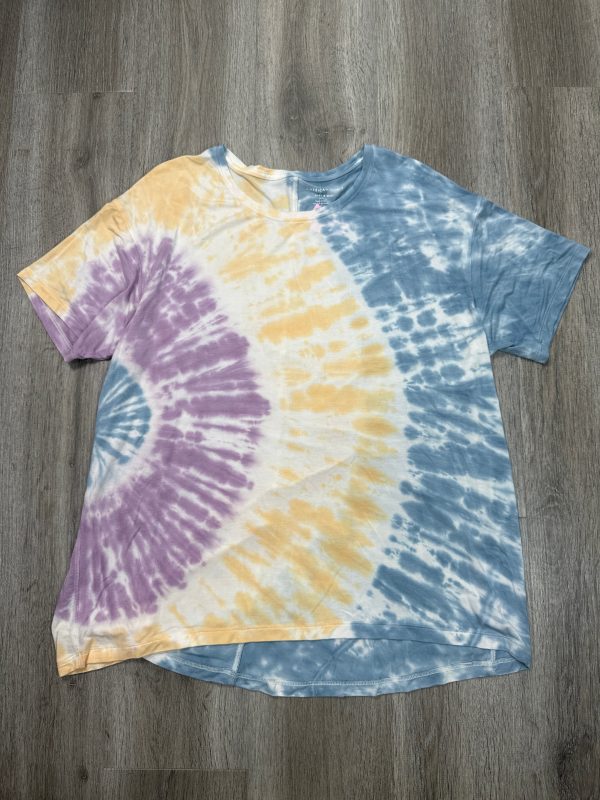 Top Short Sleeve Basic By American Eagle In Tie Dye Print, Size: L Cheap