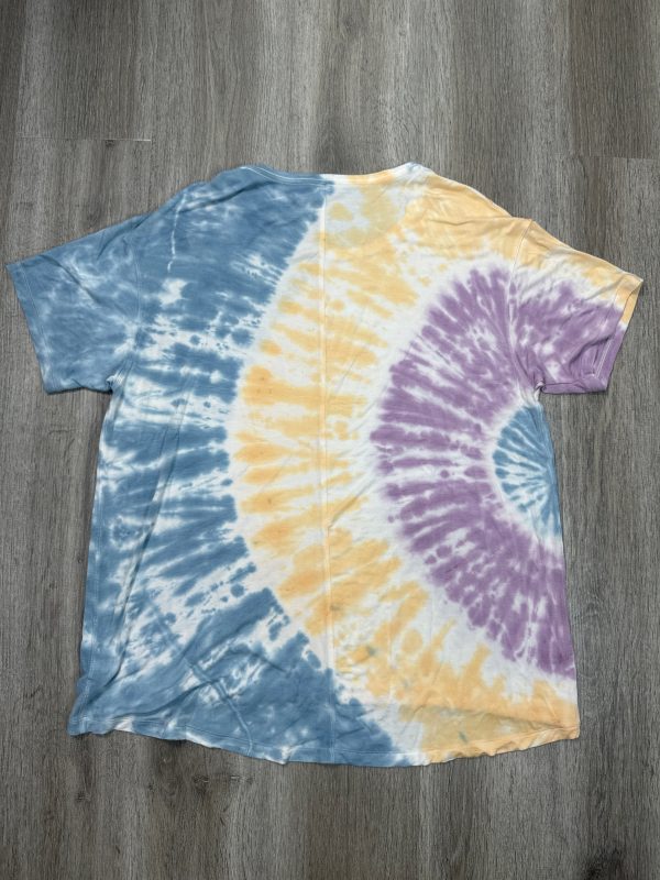 Top Short Sleeve Basic By American Eagle In Tie Dye Print, Size: L Cheap