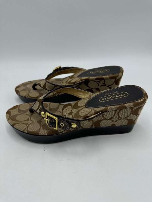 Sandal Wedges Designer By Coach In Brown, Size: 8.5 Online