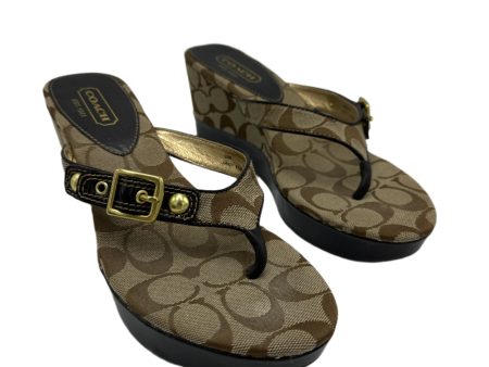 Sandal Wedges Designer By Coach In Brown, Size: 8.5 Online